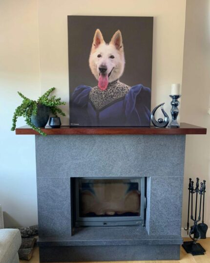 dekoratif şömine beyaz kurt ablosu