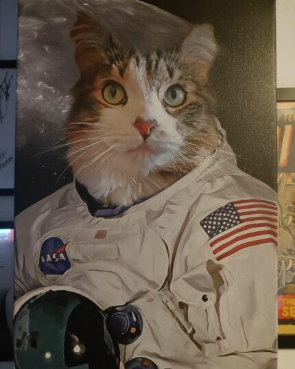 tekir kedi astronot kanvas tablo