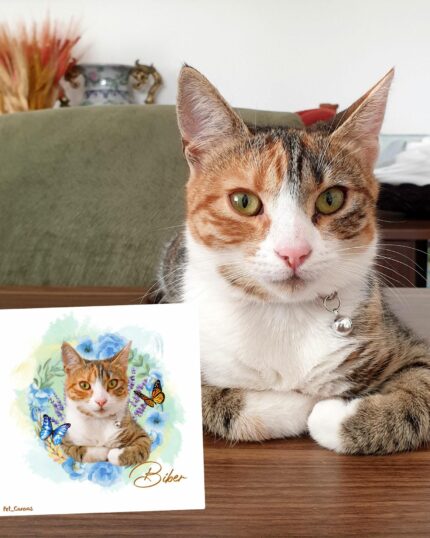 çiçek halkalı kedi tablosu