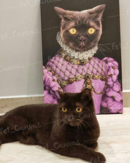 pembe kostümlü siyah british shorthair kedi tablosu