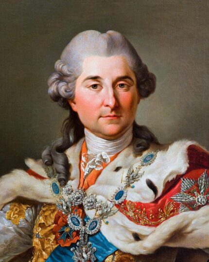 A formal portrait of a man in 18th-century aristocratic attire with ornate gold embroidery—ideal inspiration for a custom "Costume Style – All Kings" pet canvas or unique canvas print, set against a neutral background.