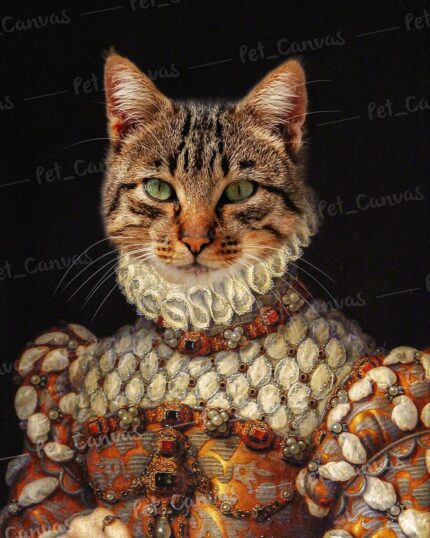 özel tasarım kraliçe kedi portresi