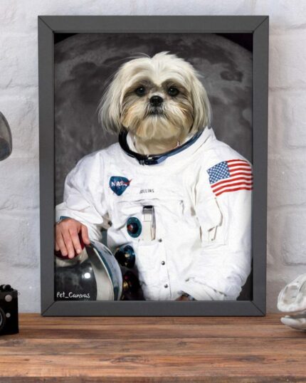 shihtzu köpek astronot dekoratif tablo