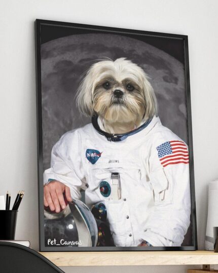 shihtzu köpek astronot dekoratif tablo