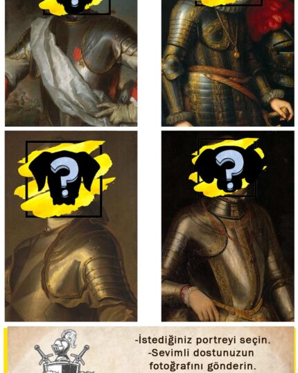 Costume Style – All Knights displays four classical knight portraits with cartoon animal faces. Text below invites customers to send pet photos for a custom pet canvas. Knight branding at the bottom highlights creative canvas printing.