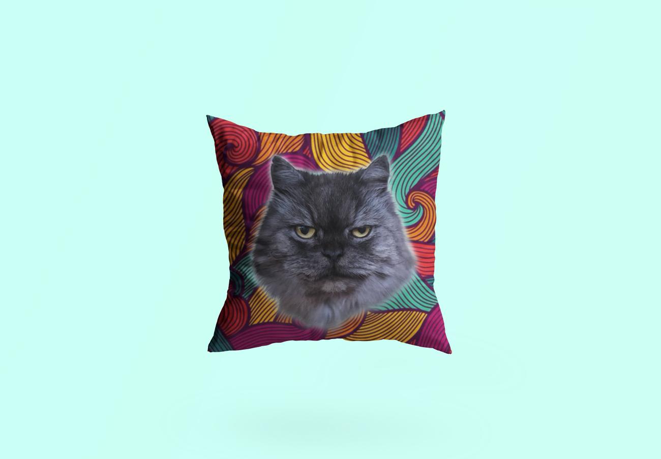 The Personalized Pop Art Pillow – Donut Showcases A Vibrant Donut Design On A Light Turquoise Background With Colorful Abstract Swirls—Ideal For Anyone Seeking Unique Custom Pop Art Accents. The Personalized Pop Art Pillow – Donut showcases a vibrant donut design on a light turquoise background with colorful abstract swirls—ideal for anyone seeking unique custom pop art accents.