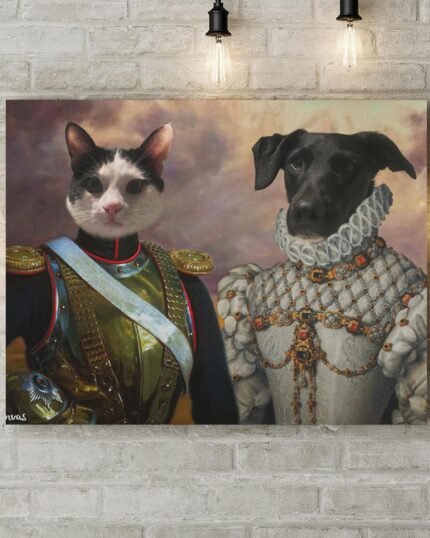 özel tasarım kedili rönesans kanvas tablo