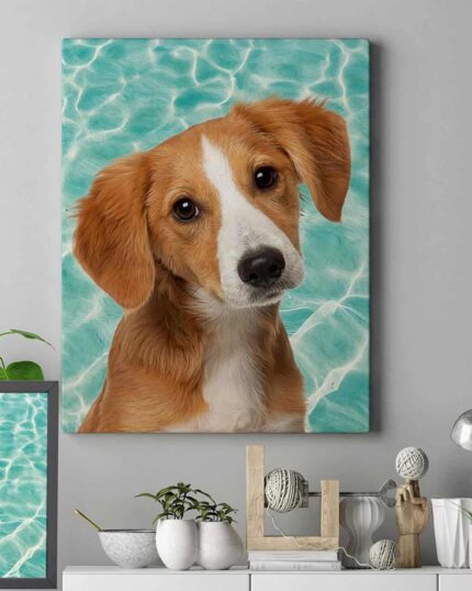 Havuz Yansımalı pop art evcil hayvan köpek tablosu