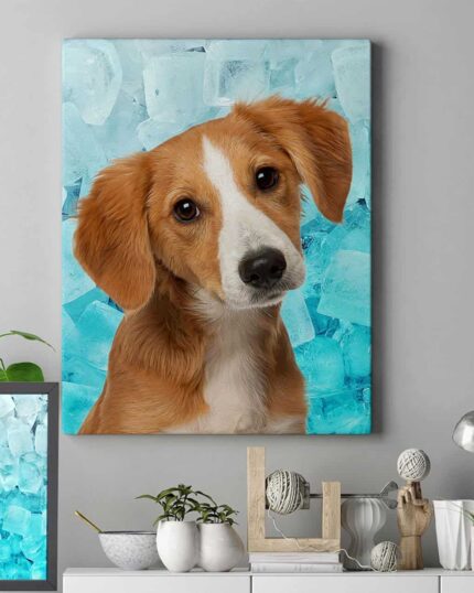 Buz pop art evcil hayvan köpek tablosu