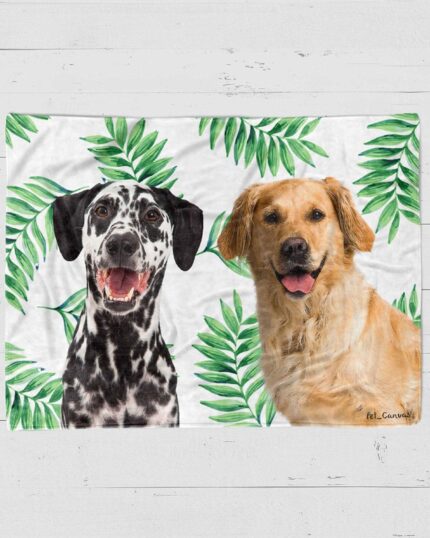 özel tasarım yeşil yapraklı polar battaniye