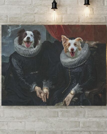 ikili evcil hayvan kanvas portresi