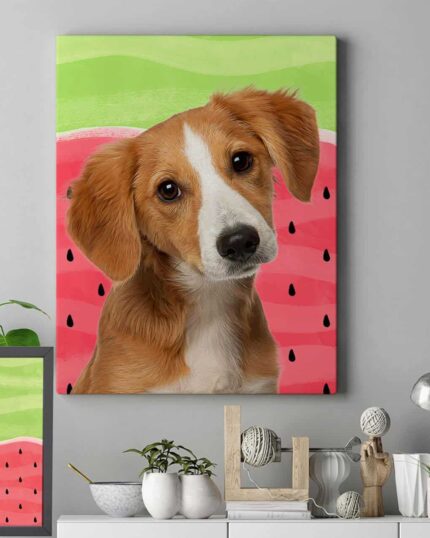 karpuz pop art evcil hayvan köpek tablosu