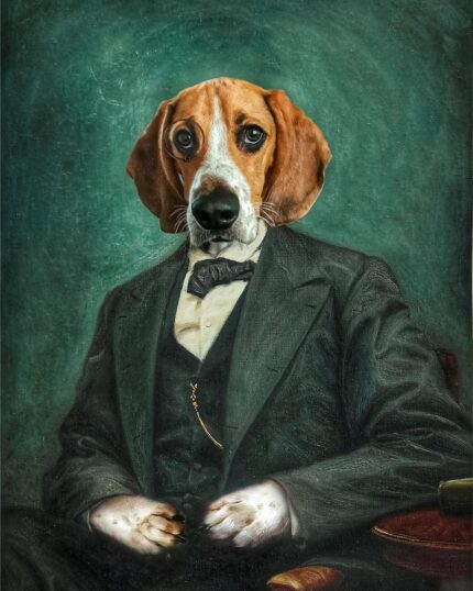 Abraham Lincoln Asil Evcil Dost Evcil Hayvan Portresi Kanvas