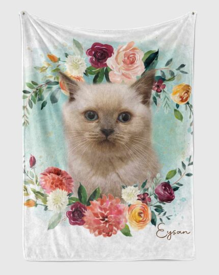 gül halkalı kedili battaniye