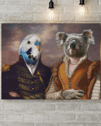 ikili evcil hayvan tasarımlı kanvas tablo