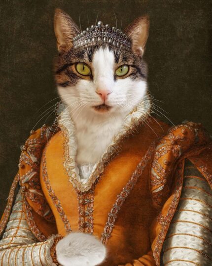 Taçlı Kraliçe Kedi Kanvas Tablosu