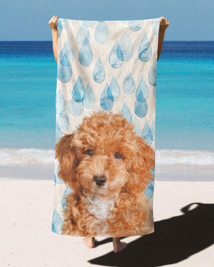 özel tasarım evcil hayvan portre yağmur damlalı plaj havlusu
