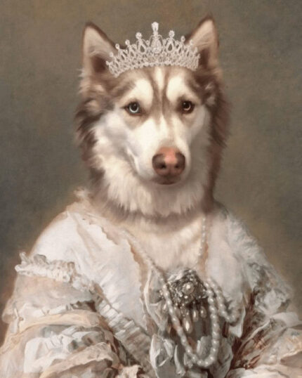 Evcil Husky köpek Kraliçe Rönesans Kanvas Tasarımı