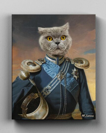 İskoç Kedi Tasarımlı Şövalye Kanvas Tablo