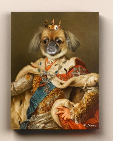 Evcil Köpek Tasarımlı Kral Kanvas Tablo