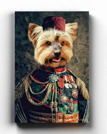 özel tasarım osmanlı paşa terrier pet kanvas tablosu