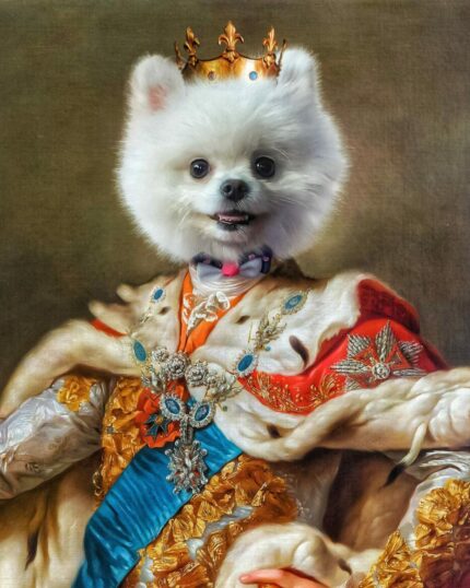 kral köpek beyaz poodle tablo rönesans