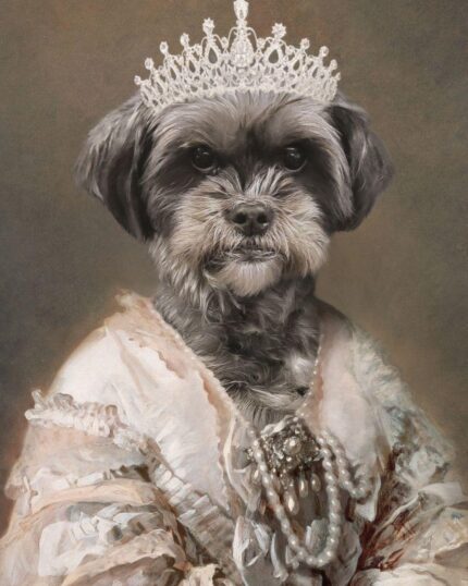 özel tasarım kraliçe teriyer köpek portresi