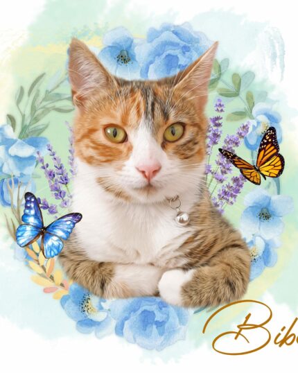 Çiçek Halka Kelebekli Pet Canvas