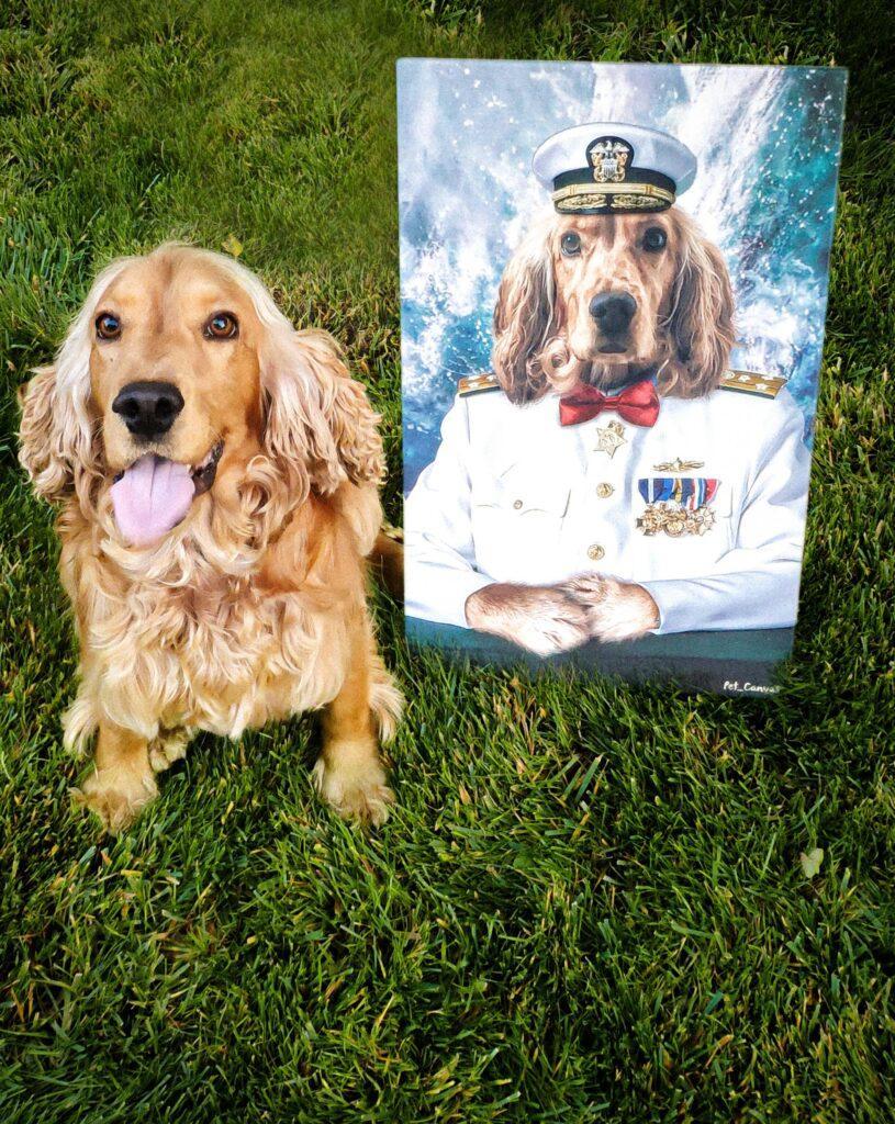 Özel Tasarım Denizci Kaptan Köpek Tablosu