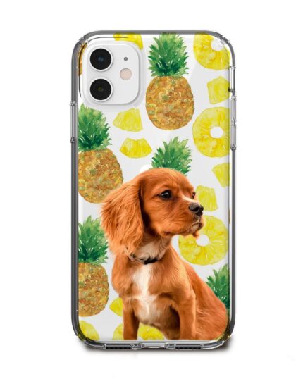 ananas desenli köpekli telefon kılıfı