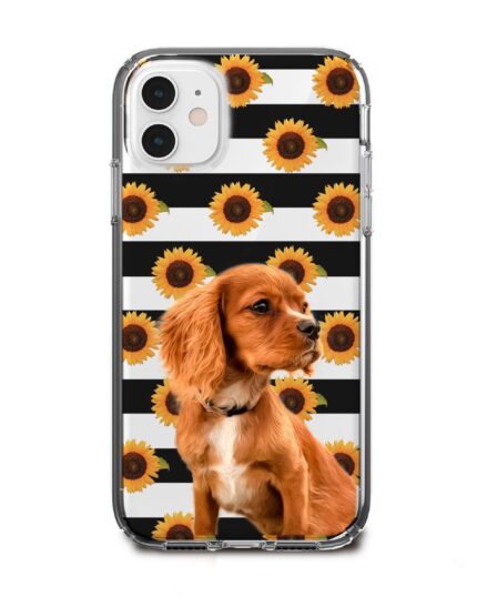 ayçiçeği desenli köpekli telefon kılıfı