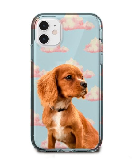 bulut desenli köpekli telefon kılıfı
