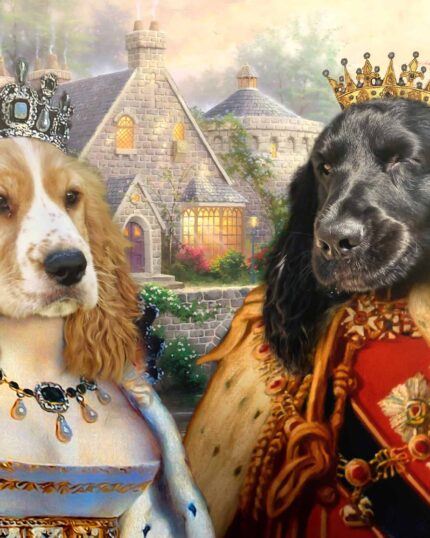 ikili kraliyet hayvan pet kanvas tablosu