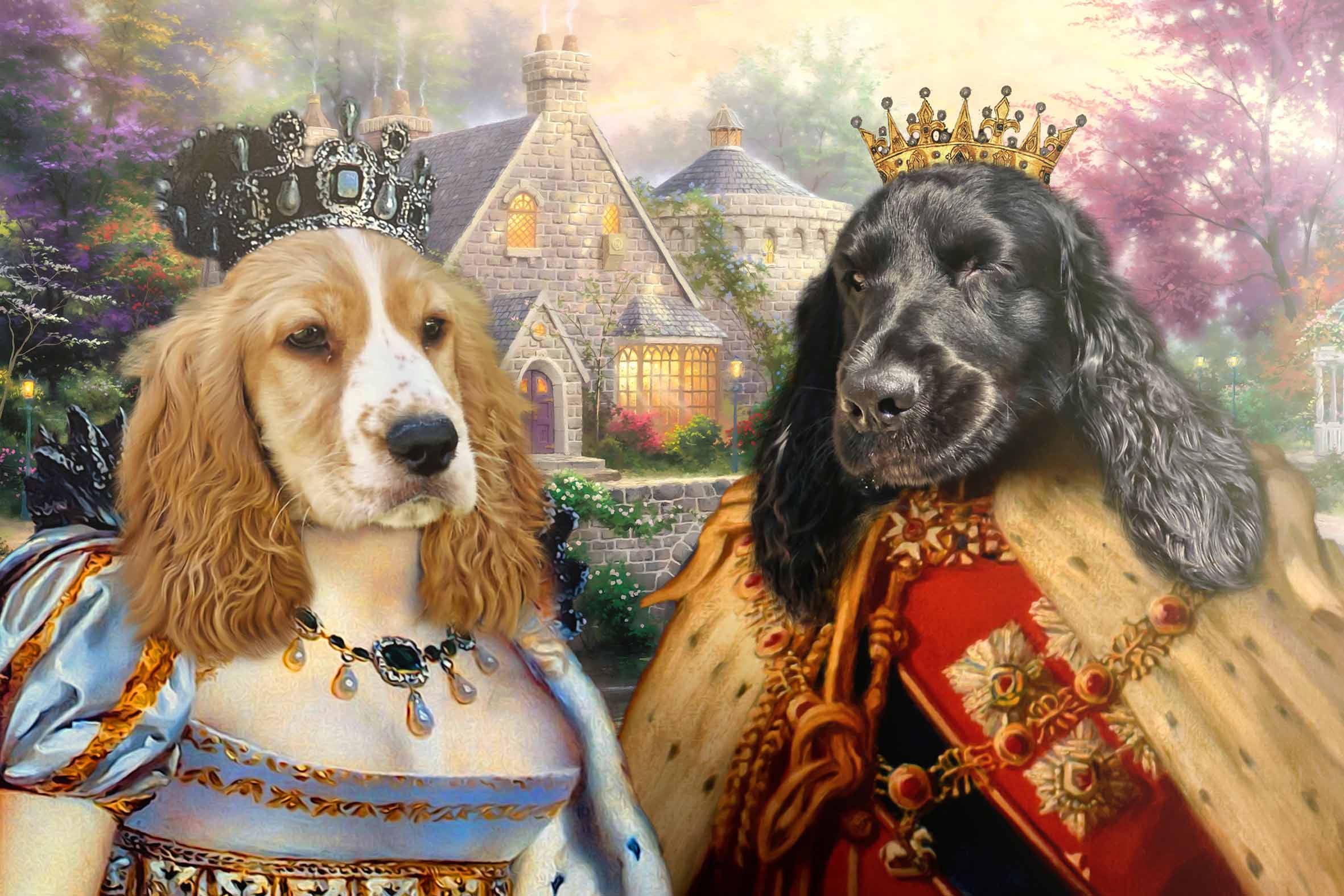 Ikili-Hayvan-Tablosu ikili kraliyet hayvan pet kanvas tablosu