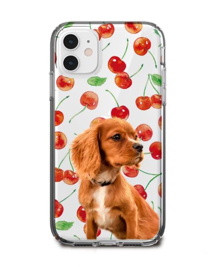kiraz desenli köpekli telefon kılıfı