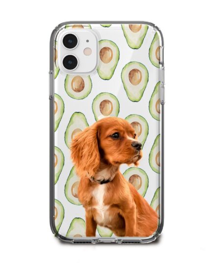 avokado desenli köpekli telefon kılıfı