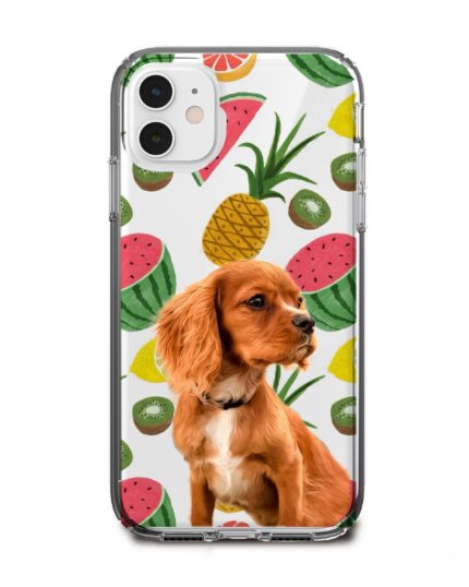 tropik meyve desenli köpekli telefon kılıfı