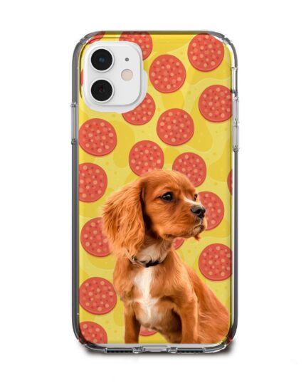 pizza desenli köpekli telefon kılıfı