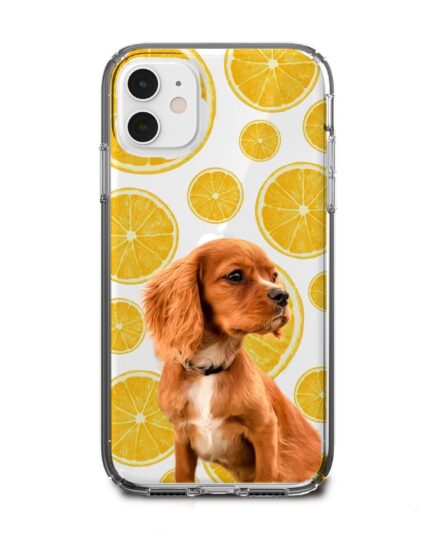 portakal desenli köpekli telefon kılıfı