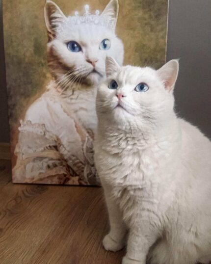 özel tasarım kraliçe van kedi portresi