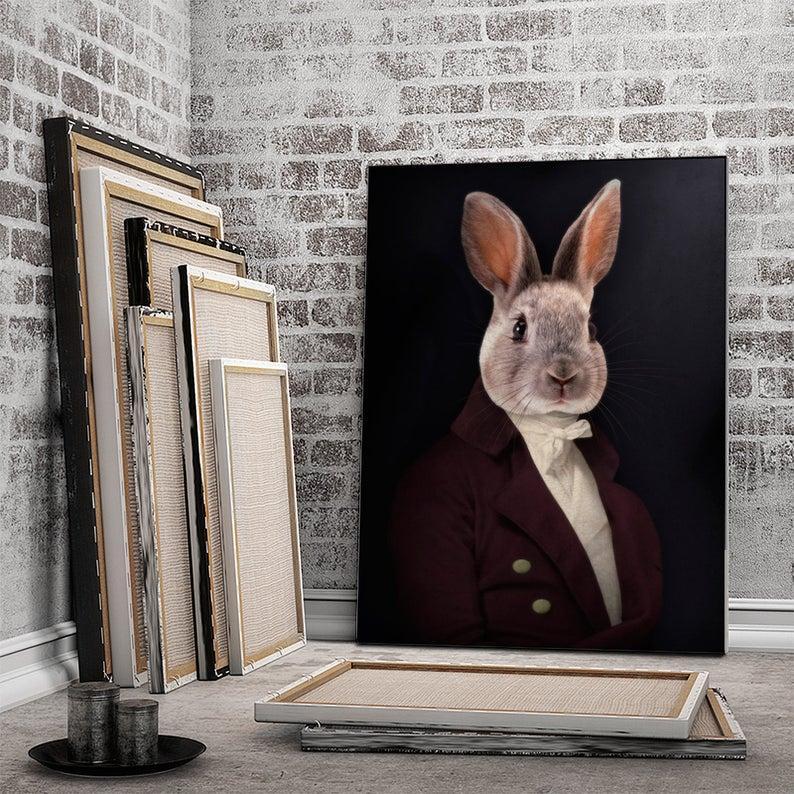 noble aristocrat rabbit canvas
