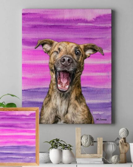 Pembe Suluboya Fırça Darbeli Pop Art Hayvan tablosu