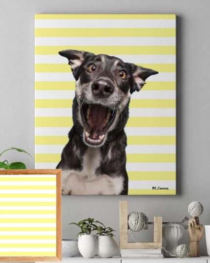 yatay sarı çizgili popart hayvan tablosu