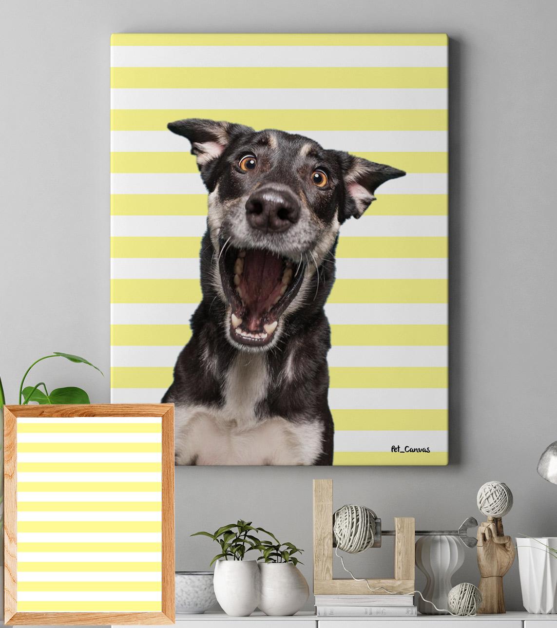 Sari-Cizgili-Popart yatay sarı çizgili popart hayvan tablosu