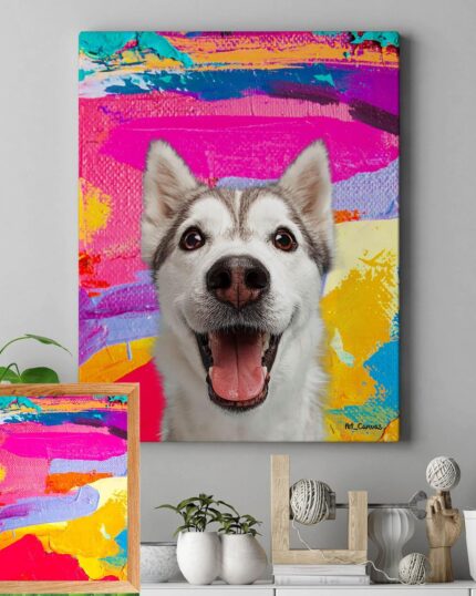 abstract yağlı boya fırça darbeli köpek tablosu