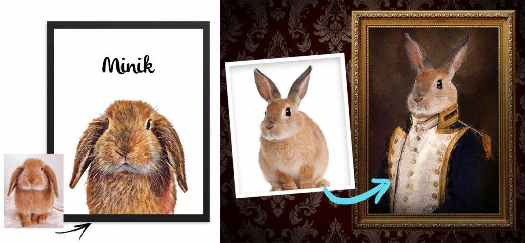 tavsan tasarımlı tablolar