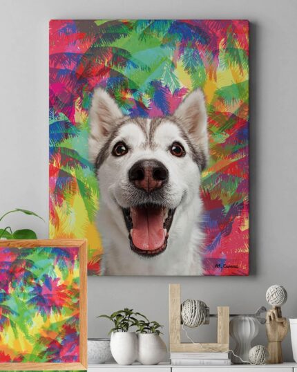 Renkli Palmiye Köpek Tablosu