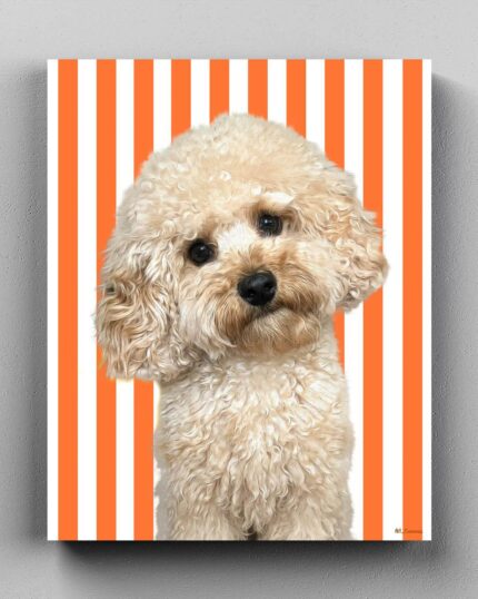 turuncu cizgili poodle tablo popart