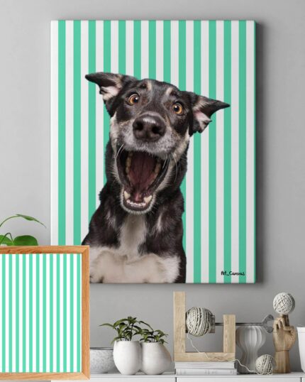 mavi çizgili pop art tablo