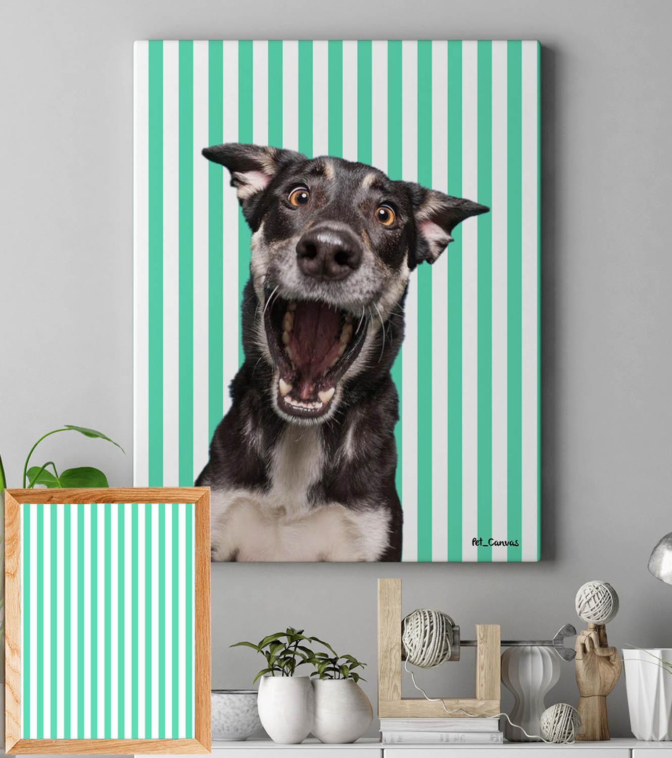 Yesil-Cizgili-Popart mavi çizgili pop art tablo